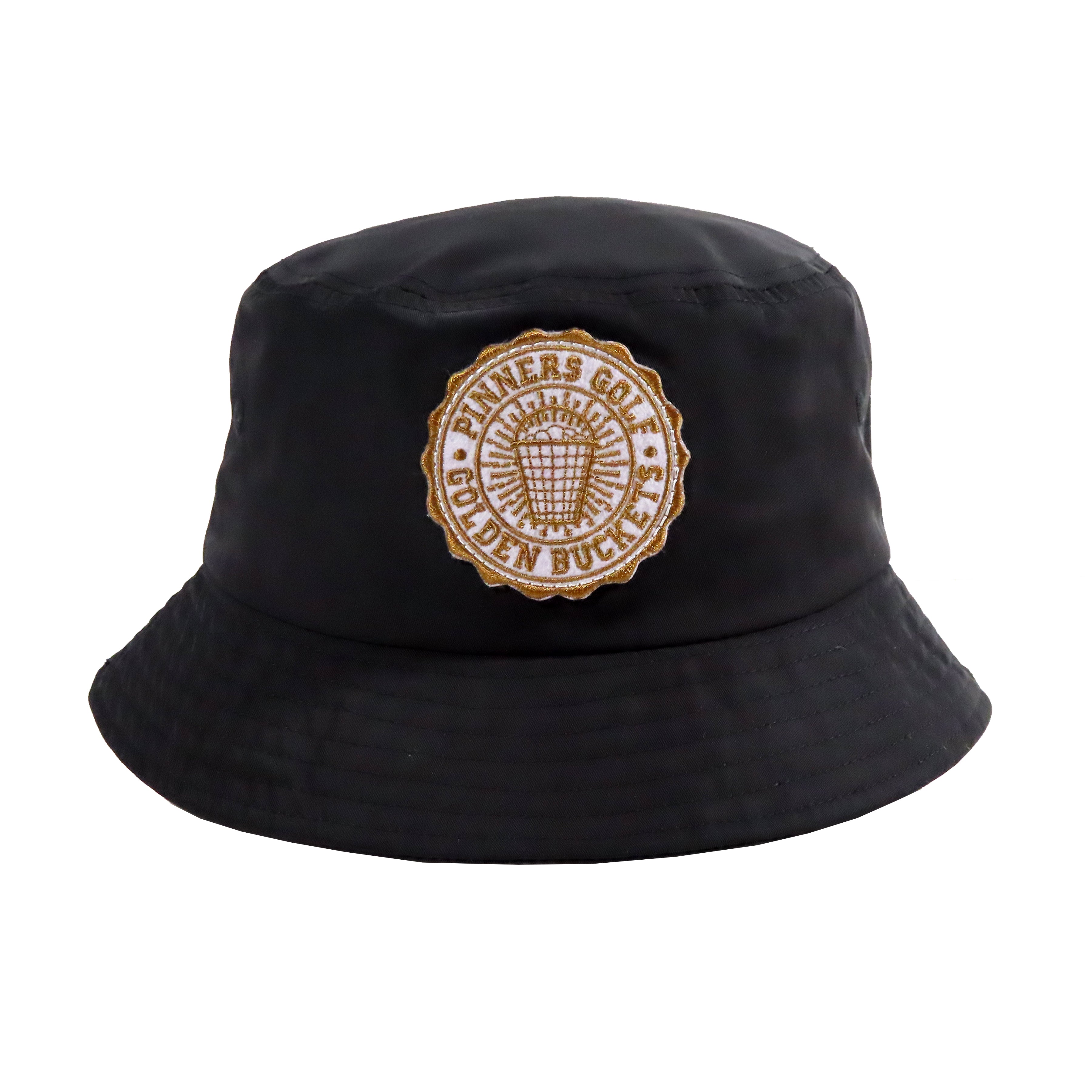 Pinner's Golf - Golden Buckets Badge Nylon Bucket Hat (Black)