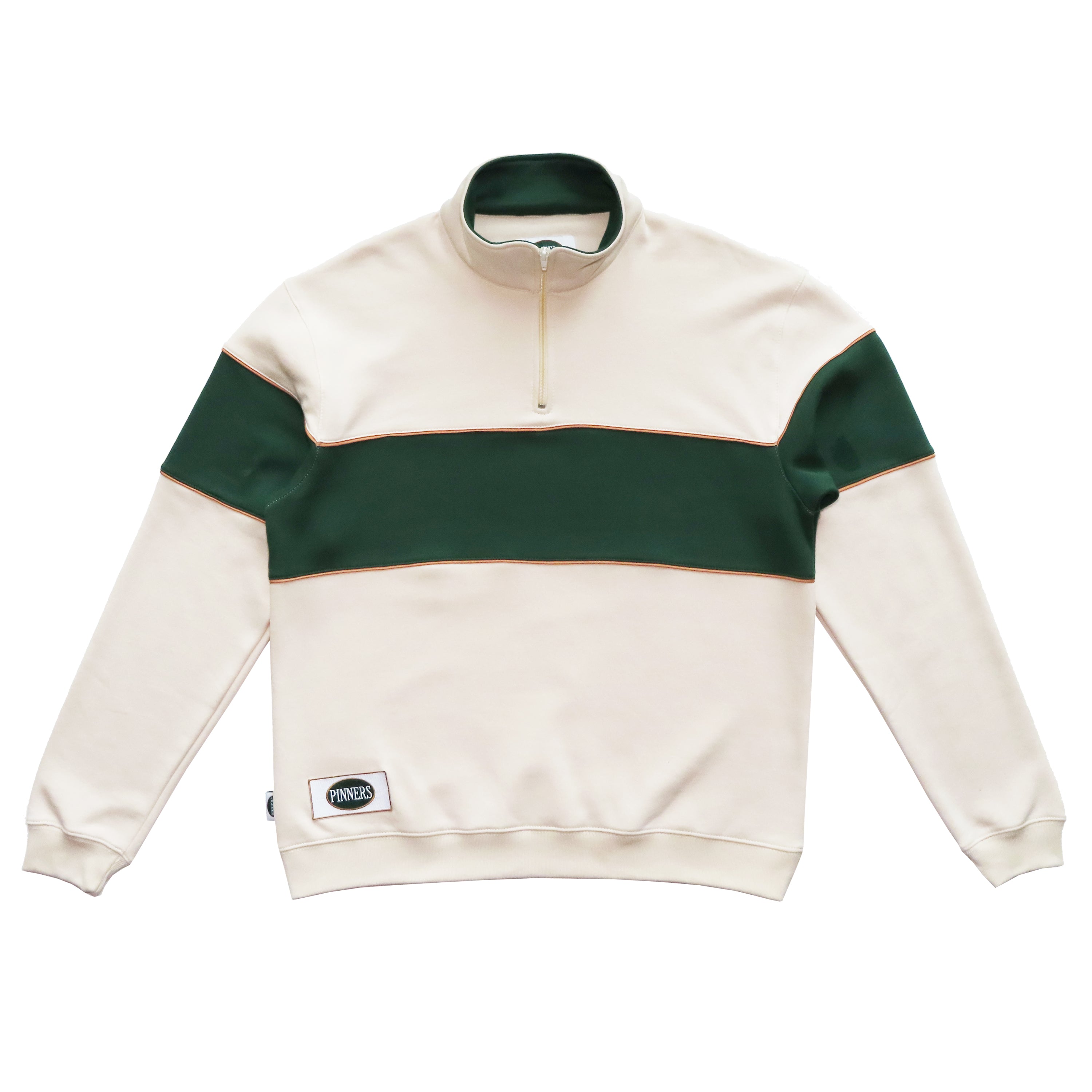 Pinner's Golf - OG Patch Striped Quarter Zip Sweatshirt (Cream/Pinner'