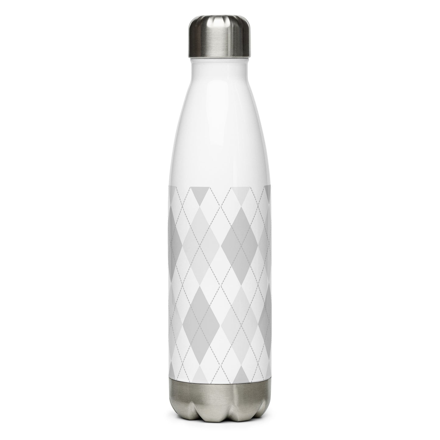 Pinner's Golf - Pin High Argyle Stainless Steel Water Bottle (White)