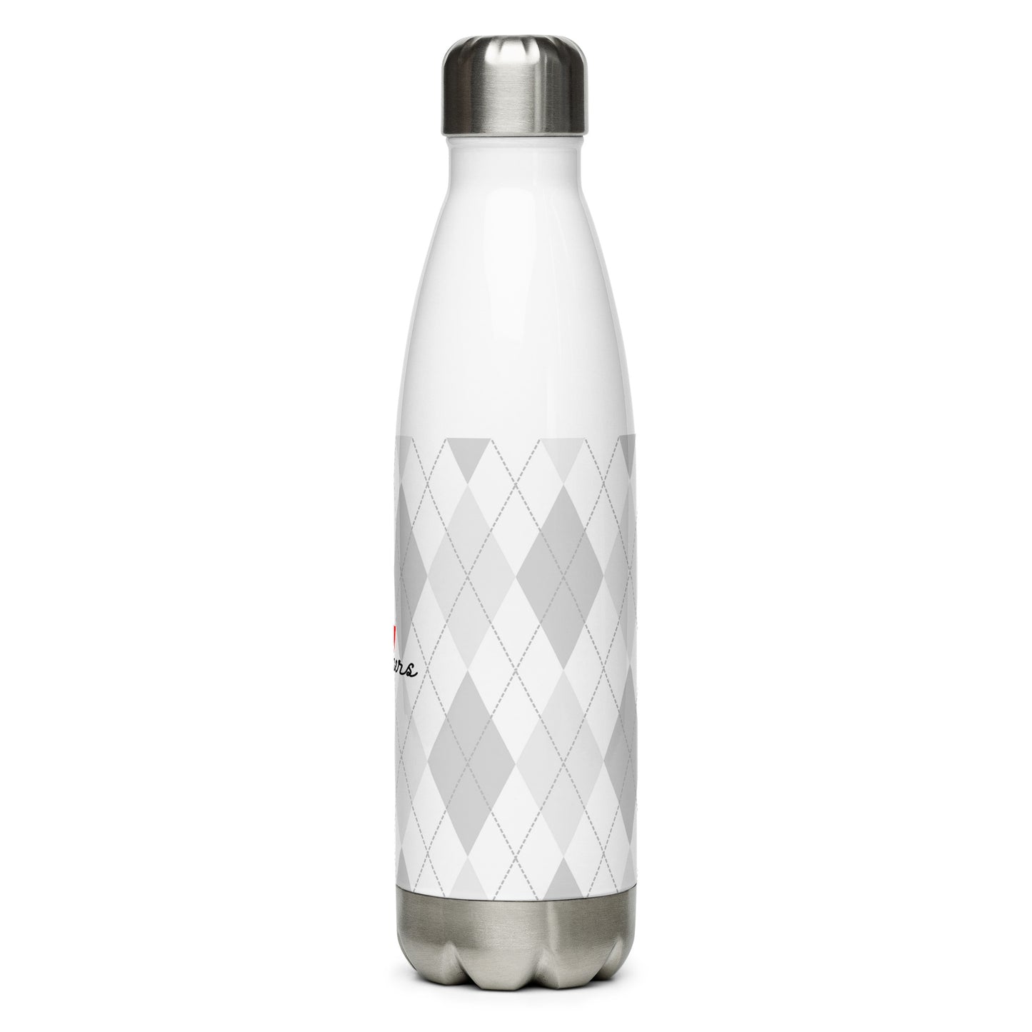 Pinner's Golf - Pin High Argyle Stainless Steel Water Bottle (White)