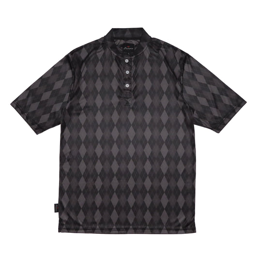 Pinner's Golf - Vintage Slim Fit Short Sleeve Henley Shirt (Black Argyle)