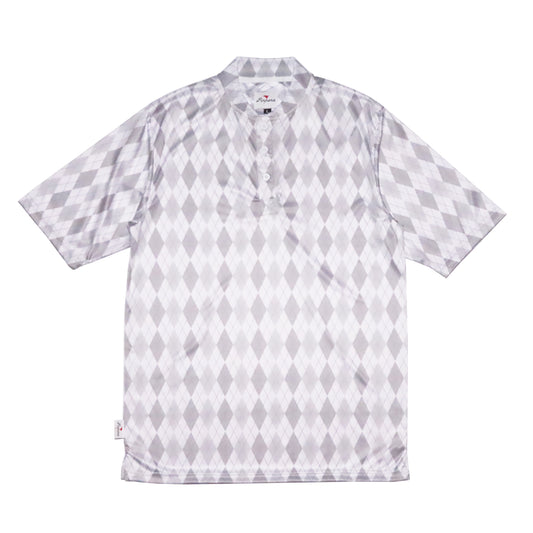 Pinner's Golf - Vintage Slim Fit Short Sleeve Henley Shirt (White Argyle)