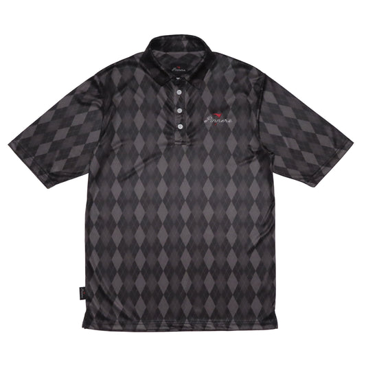 Pinner's Golf - Pin High Argyle Slim Fit Short Sleeve Polo Shirt (Black)