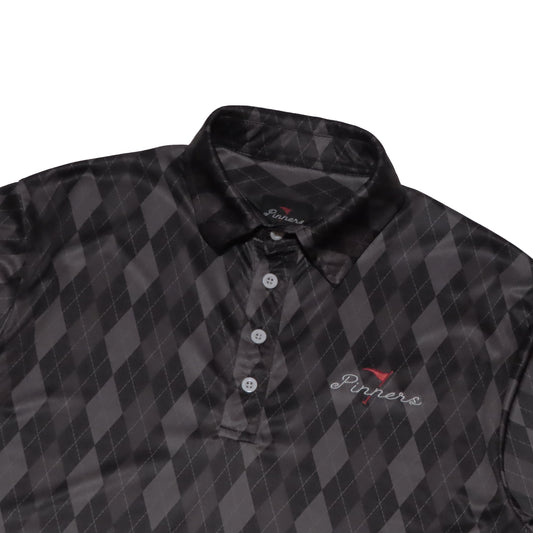 Pinner's Golf - Pin High Argyle Slim Fit Short Sleeve Polo Shirt (Black)