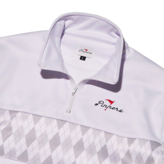 Pinner's Golf - Pin High Argyle Quarter Zip Sweatshirt (White)