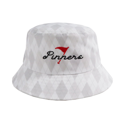 Pinner's Golf - Pin High Argyle Nylon Bucket Hat (White)