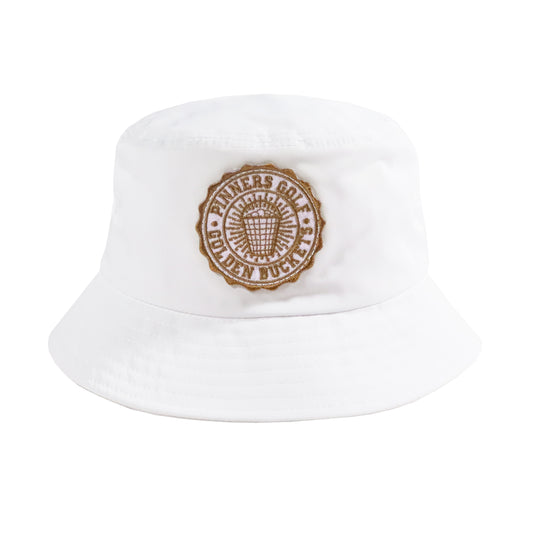 Pinner's Golf - Golden Buckets Badge Nylon Bucket Hat (White)