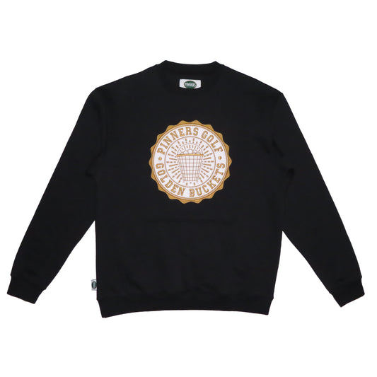 Pinner's Golf - Golden Buckets Badge Kangaroo Crewneck Sweatshirt (Black)