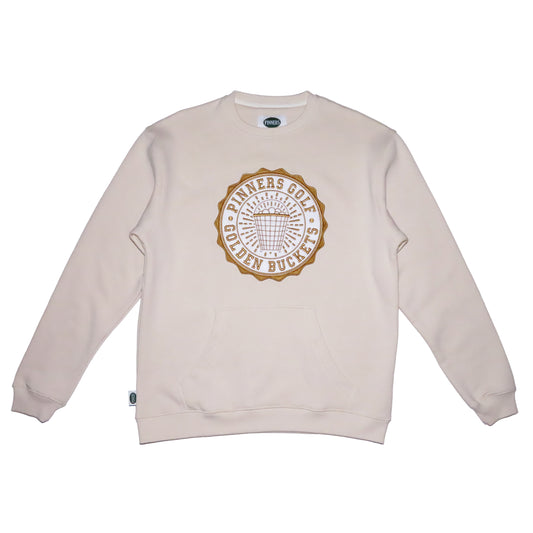 Pinner's Golf - Golden Buckets Badge Kangaroo Crewneck Sweatshirt (Cream)