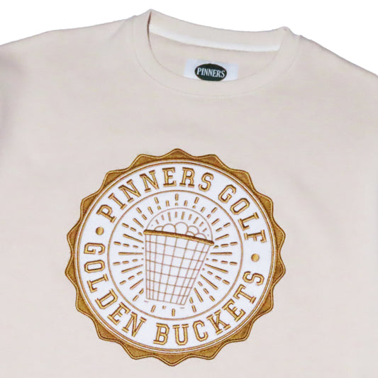 Pinner's Golf - Golden Buckets Badge Kangaroo Crewneck Sweatshirt (Cream)