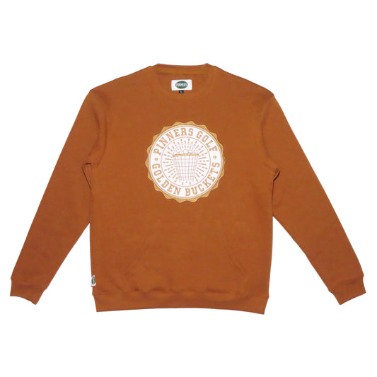 Pinner's Golf - Golden Buckets Badge Kangaroo Crewneck Sweatshirt (Pinner's Gold)