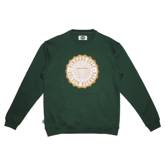 Pinner's Golf - Golden Buckets Badge Kangaroo Crewneck Sweatshirt (Pinner's Green)