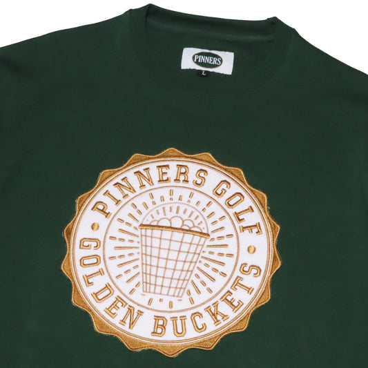 Pinner's Golf - Golden Buckets Badge Kangaroo Crewneck Sweatshirt (Pinner's Green)