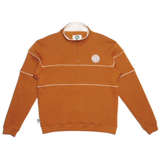 Pinner's Golf - Golden Buckets Badge Striped Quarter Zip Sweatshirt (Pinner's Gold)