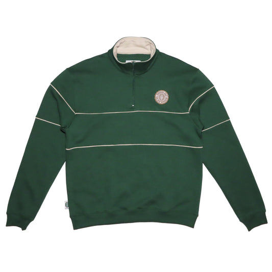 Pinner's Golf - Golden Buckets Badge Striped Quarter Zip Sweatshirt (Pinner's Green)