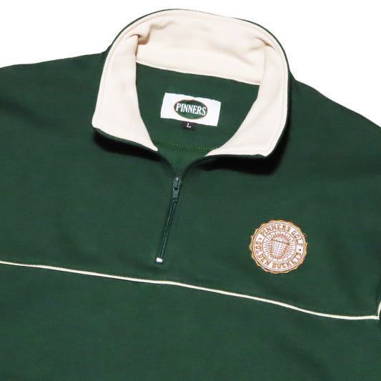 Pinner's Golf - Golden Buckets Badge Striped Quarter Zip Sweatshirt (Pinner's Green)