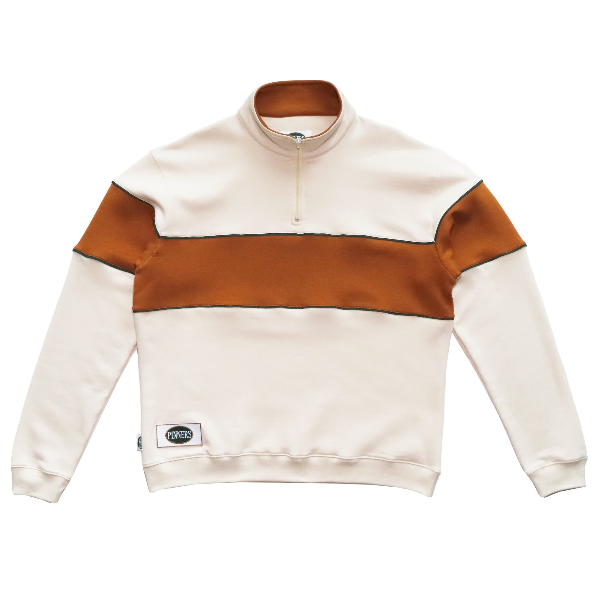 Cream Fleece Half Zip Panel Sweatshirt, Tops