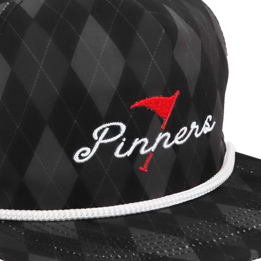 Pinner's Golf - Pin High Argyle Nylon Five Panel Rope Hat (Black)