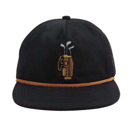 Pinner's Golf - Single Strap Bag Nylon Five Panel Rope Hat (Black)