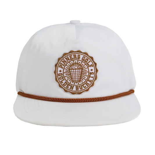 Pinner's Golf - Golden Buckets Badge Nylon Five Panel Rope Hat (White)