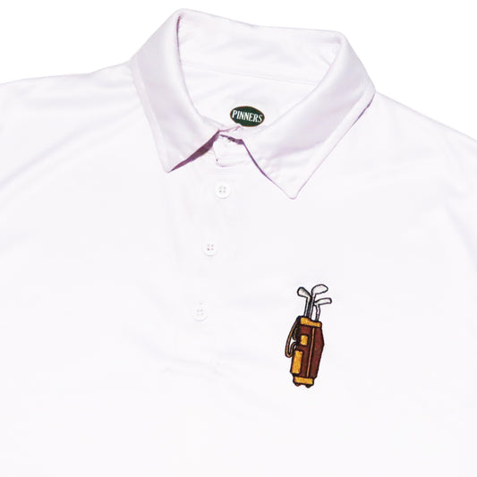 Pinner's Golf - Single Strap Bag Slim Fit Short Sleeve Polo Shirt (White)