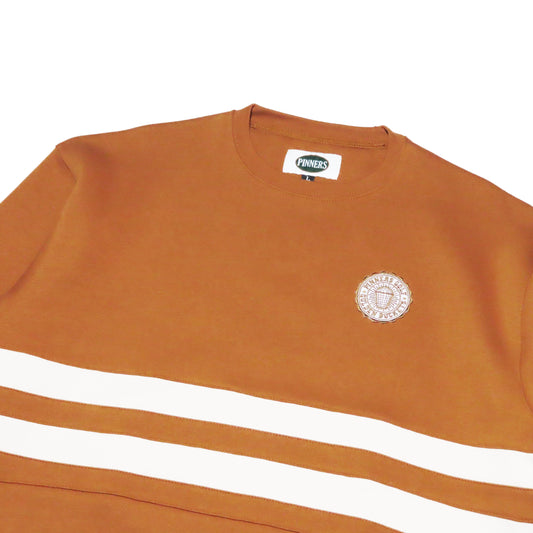 Pinner's Golf - Golden Buckets Badge Striped Crewneck Sweatshirt (Pinner's Gold)