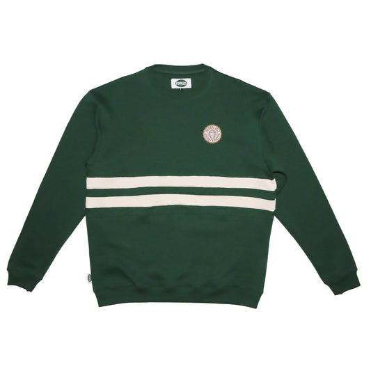 Pinner's Golf - Golden Buckets Badge Striped Crewneck Sweatshirt (Pinner's Green)