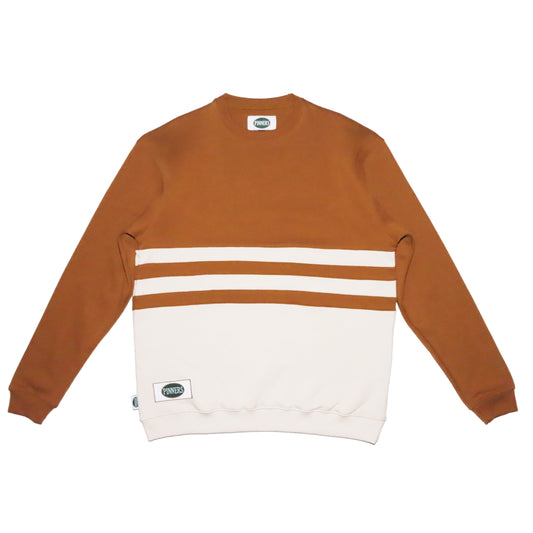 Pinner's Golf - OG Patch Striped Crewneck Sweatshirt (Pinner's Gold/Cream)