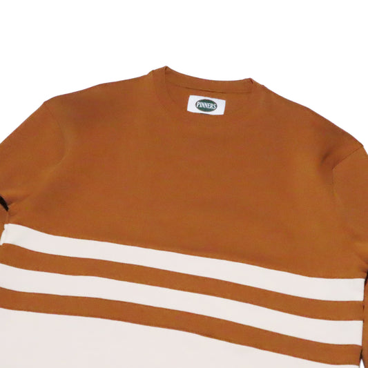 Pinner's Golf - OG Patch Striped Crewneck Sweatshirt (Pinner's Gold/Cream)