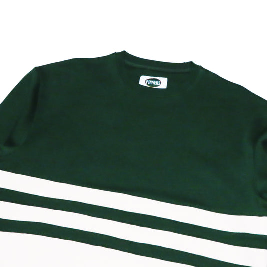 Pinner's Golf - OG Patch Striped Crewneck Sweatshirt (Pinner's Green/Cream)