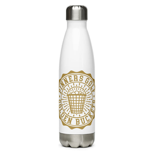 Pinner's Golf - Golden Buckets Badge Stainless Steel Water Bottle (White)