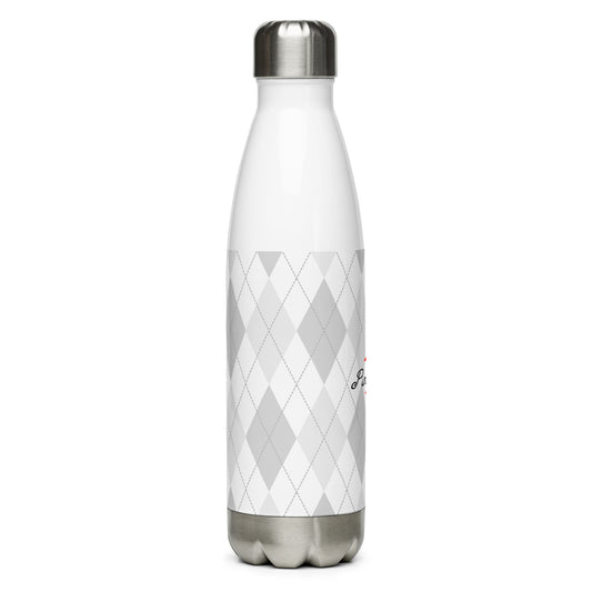 Pinner's Golf - Pin High Argyle Stainless Steel Water Bottle (White)