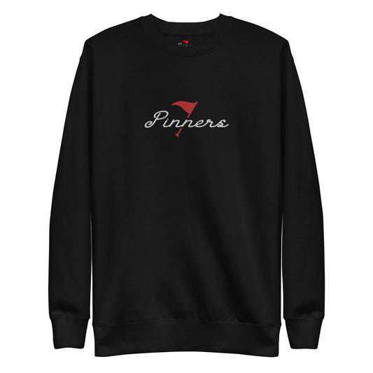 Pinner's Golf - Pin High Script Embroidered Crewneck Sweatshirt (Black)