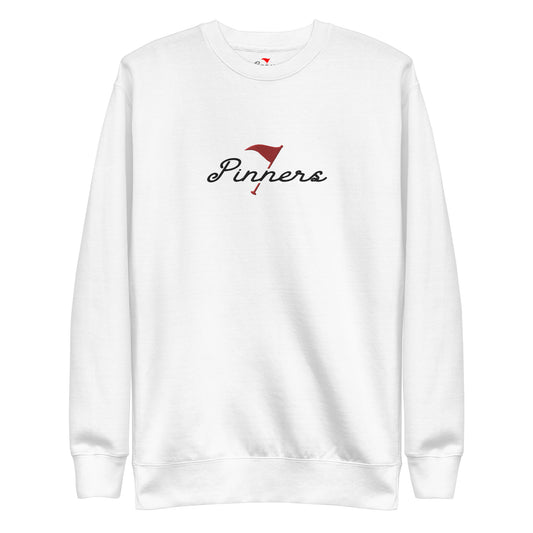 Pinner's Golf - Pin High Script Embroidered Crewneck Sweatshirt (White)